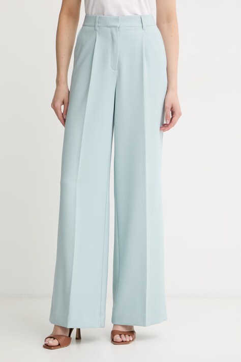 BOSS Orange spodnie wide leg damskie C_Tiwi2 niebieskie high waist 50545580