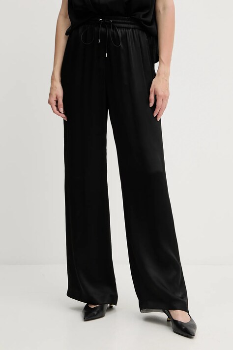 BOSS pantaloni culoarea negru, lat, high waist, 50541835