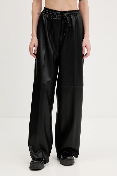 Kalhoty HUGO dámské, černá barva, high waist, 50542323