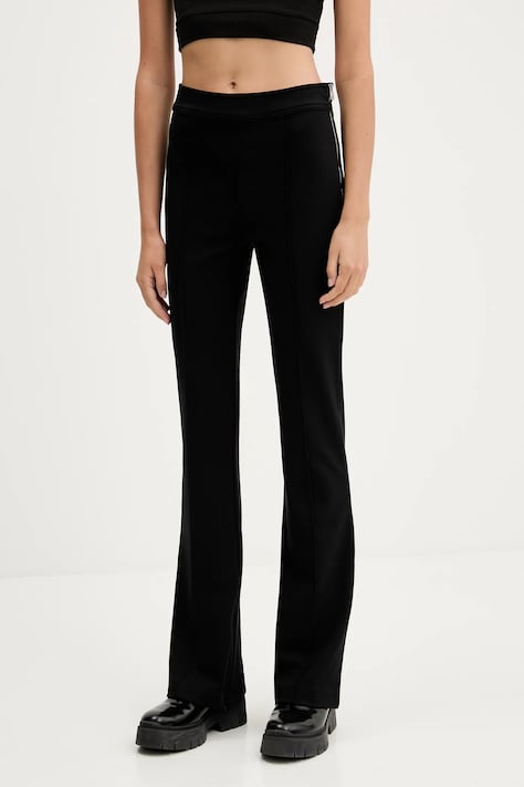 HUGO pantaloni culoarea negru, drept, high waist, 50542730