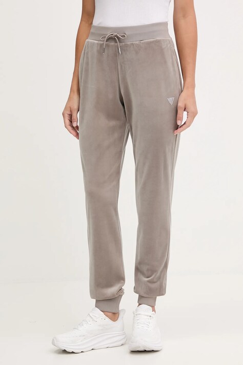Guess pantaloni de trening din velur COUTURE culoarea bej, uni, V3BB27 K0232