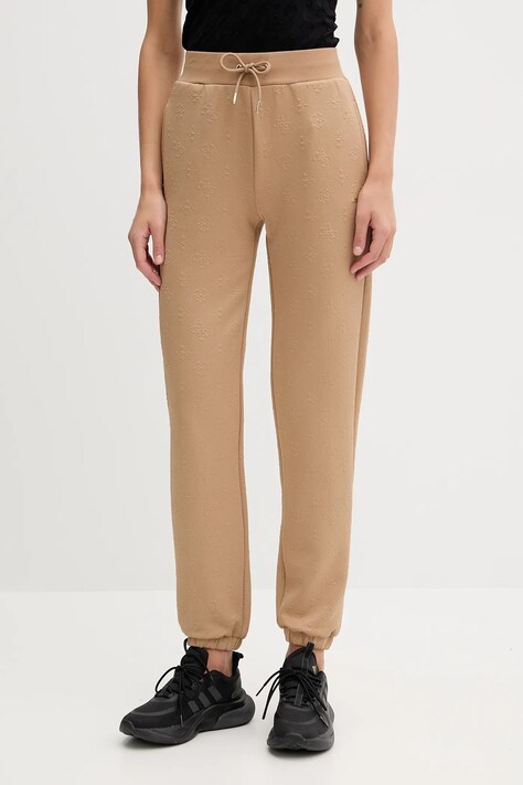 Guess melegítőnadrág PEONY zöld, sima, V5YB06 KBSL2