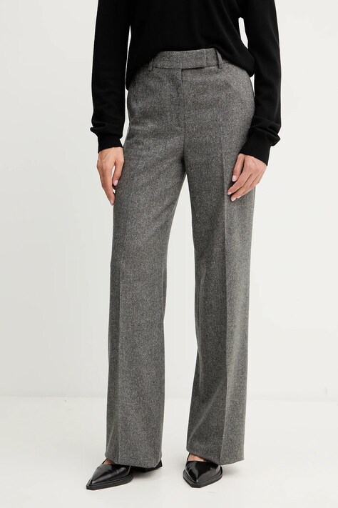 Iceberg pantaloni cu lână culoarea gri, drept, high waist, B081 3080