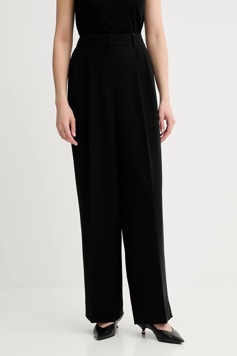 MICHAEL Michael Kors spodnie damskie kolor czarny szerokie high waist MR530RCENX