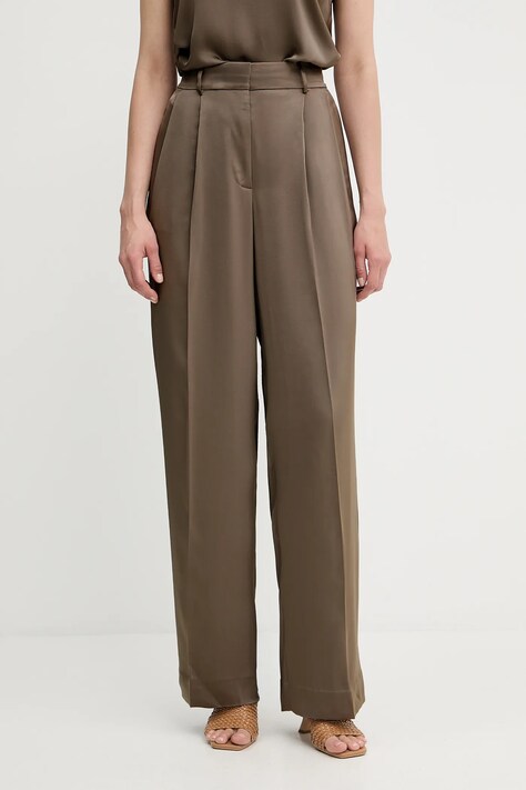 MICHAEL Michael Kors spodnie damskie kolor zielony proste high waist MT530VRAYJ