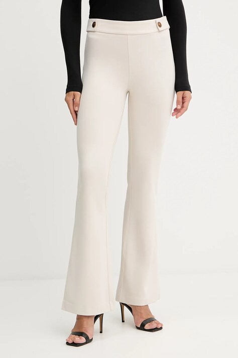 Guess spodnie MAELICE damskie kolor beżowy dzwony high waist W5YB0I KCMU2