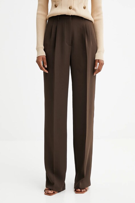 Guess spodnie THEOLINE damskie kolor brązowy szerokie high waist W5YB08 WGHC2
