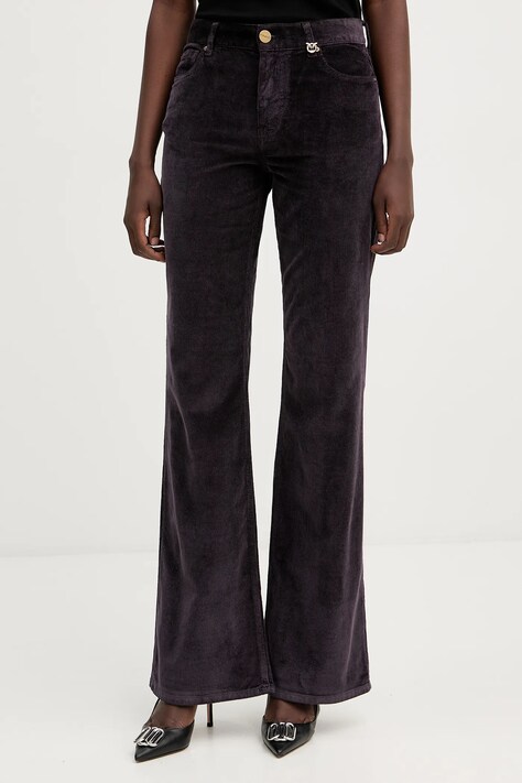 Kalhoty Pinko dámské, fialová barva, zvony, high waist, 105662 A2WS