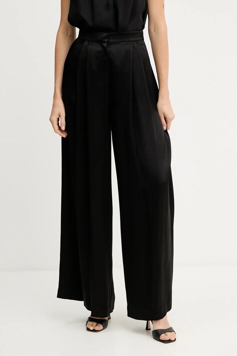 Pinko spodnie damskie kolor czarny szerokie high waist 105716 A1Y5
