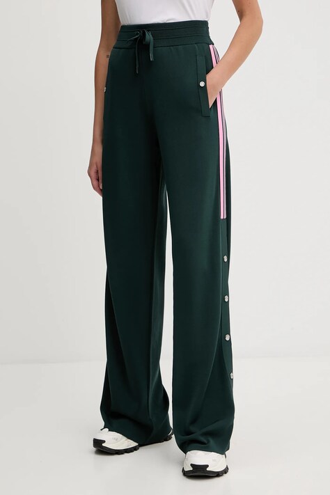 Pinko spodnie damskie kolor zielony szerokie high waist 105394 A2FQ