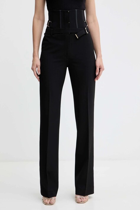 Pinko spodnie damskie kolor czarny dzwony high waist 105654 A2QV