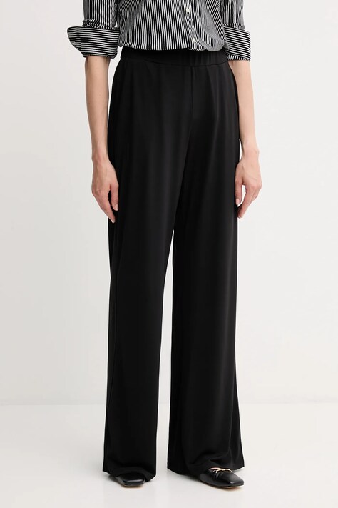OUI spodnie damskie kolor czarny szerokie high waist 93781