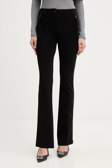 Pinko spodnie damskie kolor czarny dzwony high waist 106093 A04I