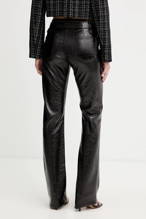 Pinko spodnie damskie kolor czarny dzwony high waist 105950 A2YG