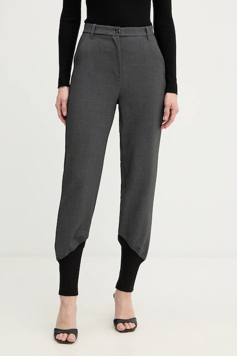 Pinko spodnie damskie kolor szary high waist 106120 A2ZT