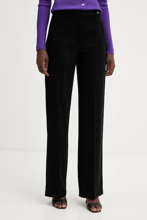Pinko pantaloni culoarea negru, drept, high waist, 106145 A304