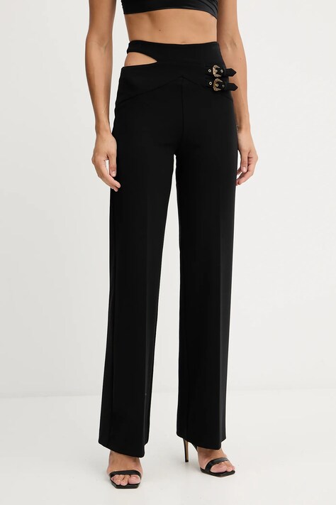 Versace Jeans Couture spodnie damskie kolor czarny proste high waist 79HAA100 N0356