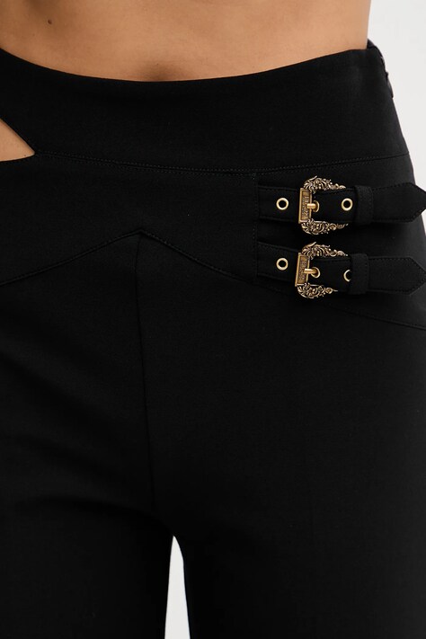 Versace Jeans Couture spodnie damskie kolor czarny proste high waist 79HAA100 N0356