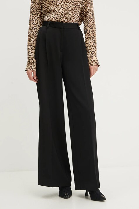 Marciano Guess pantaloni din lână NINA culoarea negru, lat, high waist, 5YGB04 7340A