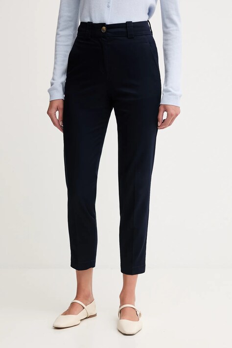 United Colors of Benetton spodnie damskie kolor granatowy dopasowane high waist 4FRXDF096