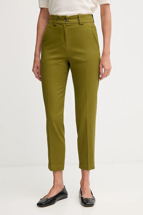 United Colors of Benetton spodnie damskie kolor zielony dopasowane high waist 4FRXDF096