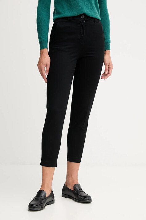 United Colors of Benetton spodnie damskie kolor czarny dopasowane high waist 4FRXDF096