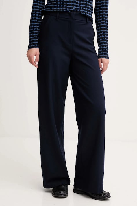 United Colors of Benetton pantaloni culoarea bleumarin, drept, high waist, 4L4HDF07F