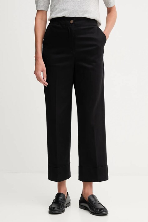United Colors of Benetton spodnie damskie kolor czarny proste high waist 4SJCDF07J