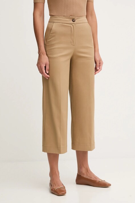 United Colors of Benetton pantaloni culoarea verde, lat, high waist, 4SJCDF09W