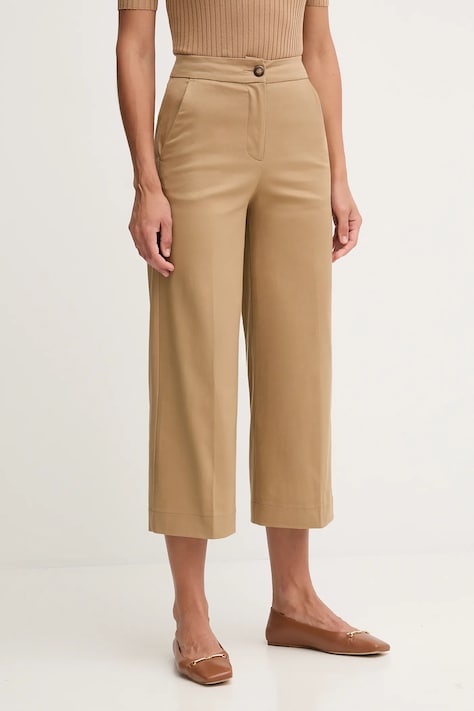 United Colors of Benetton pantaloni culoarea verde, lat, high waist, 4SJCDF09W