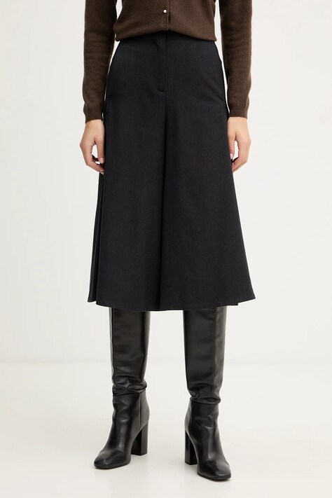 United Colors of Benetton spodnie z domieszką wełny damskie kolor szary szerokie high waist 4YVXDF0A9