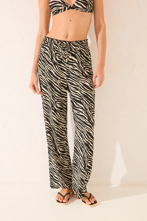 women'secret nadrág fekete, magas derekú széles, 5549945