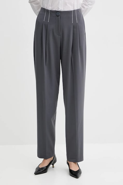 Брюки Armani Exchange цвет серый прямые высокая посадка XW000657 AF16145