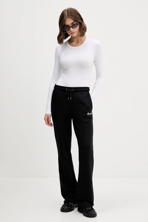 Хлопковые спортивные штаны Guess Jeans цвет чёрный с аппликацией W5YB32 K68I4