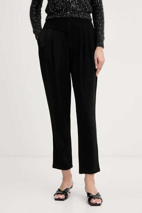 Fracomina spodnie damskie kolor czarny fason cygaretki high waist FJ25WV4004W42901