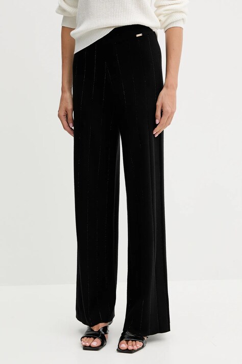 Fracomina spodnie dresowe damskie kolor czarny proste high waist FS25WV3002K50401