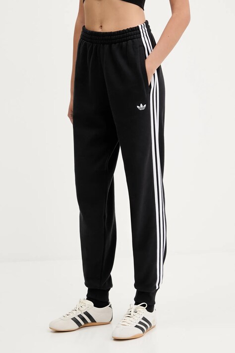 Βαμβακερό παντελόνι adidas Originals 3-Stripes χρώμα: μαύρο, JV7458