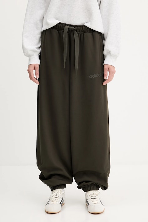 adidas Originals pantaloni de trening din bumbac Essentials culoarea verde, uni, JW0988