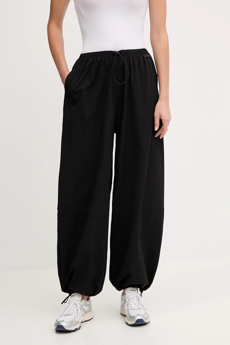 Hlače Calvin Klein Performance boja: crna, široke, visoki struk, LVGWF5P616