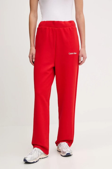 Calvin Klein Performance spodnie dresowe damskie kolor czerwony gładkie LVGWF5P627