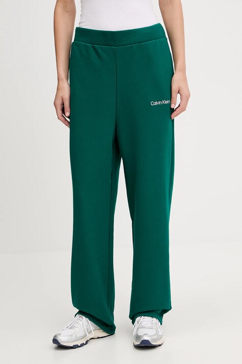 Calvin Klein Performance spodnie dresowe damskie kolor zielony gładkie LVGWF5P627