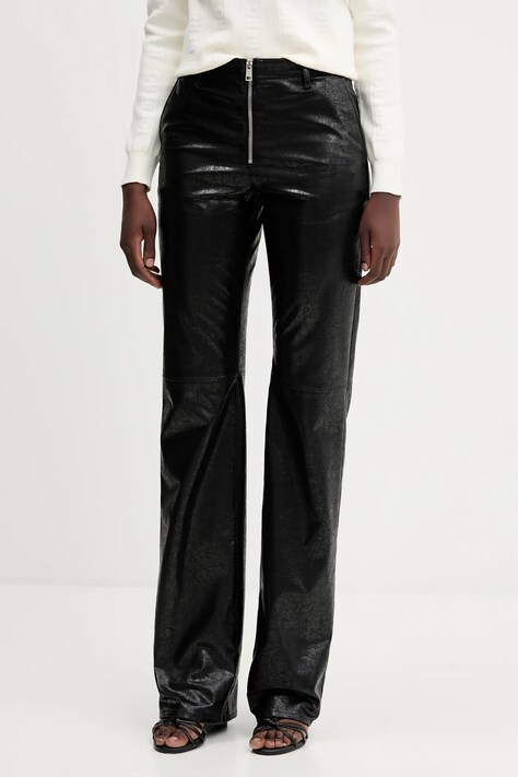MSGM spodnie damskie kolor czarny proste high waist 3941MDP11.257616