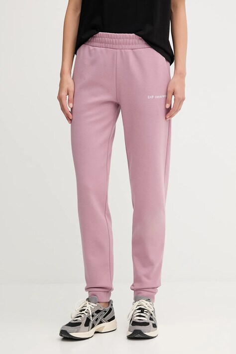 EA7 Emporio Armani spodnie dresowe damskie kolor różowy gładkie AF10443.7W000801