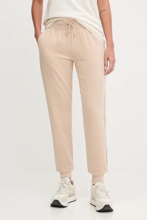 EA7 Emporio Armani spodnie dresowe damskie kolor beżowy gładkie AF13135.7W000461