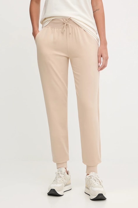 EA7 Emporio Armani spodnie dresowe damskie kolor beżowy gładkie AF13135.7W000461