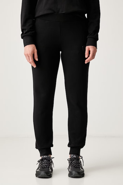 EA7 Emporio Armani Spodnie dresowe damskie z bawełną czarne high waist AF15831.7W000538