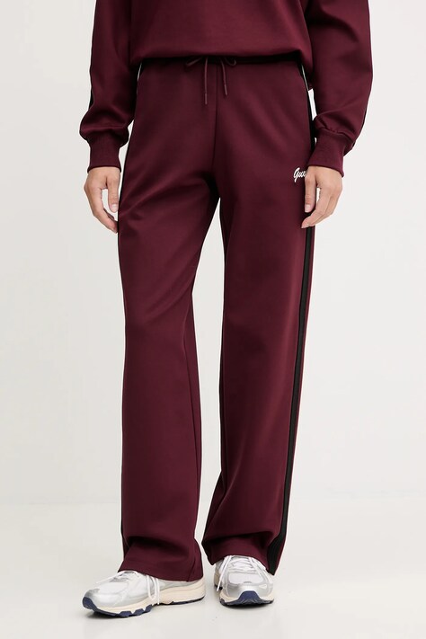 Guess pantaloni de trening FABIA culoarea bordo, cu imprimeu, V5BB24 KCX22