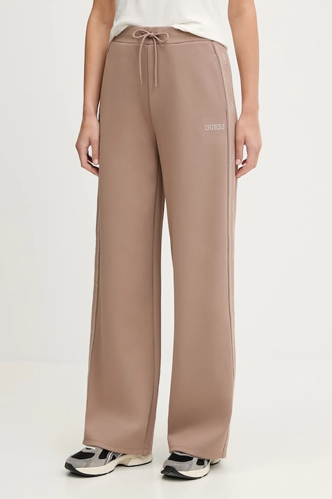 Guess pantaloni de trening OCTAVIA culoarea bej, cu imprimeu, V5BB12 KCX22