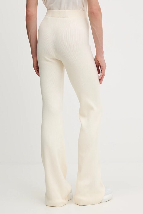 Guess spodnie z domieszką wełny FLAMINIA damskie kolor beżowy dzwony high waist V5BB08 Z3JD2