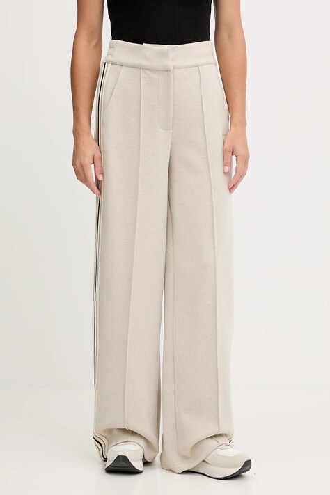 Guess pantaloni de trening cu amestec de lână MURIEL culoarea bej, cu imprimeu, V5BB16 KCX52